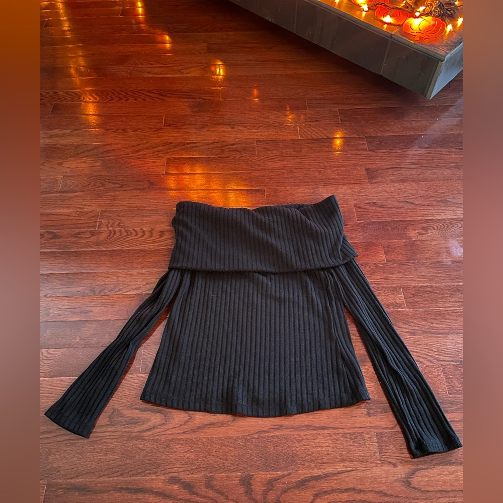 George Black Ribbed Off the Shoulder Sweater (size XS)